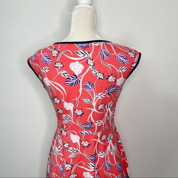 Draper James Coral Floral Ponte Skater Dress Stretchy Jersey Knit Size S - Picture 8 of 10